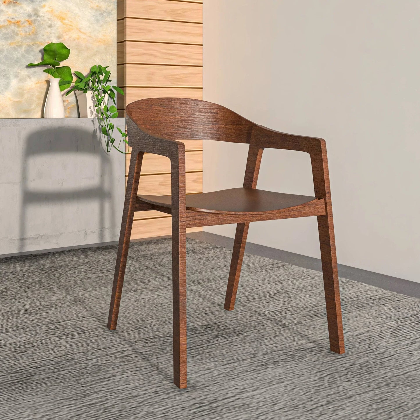 Rivo Dining Chairs in Sturdy Oak Wood with Open Back Design and Armrests Set of 4 - Elax Furniture