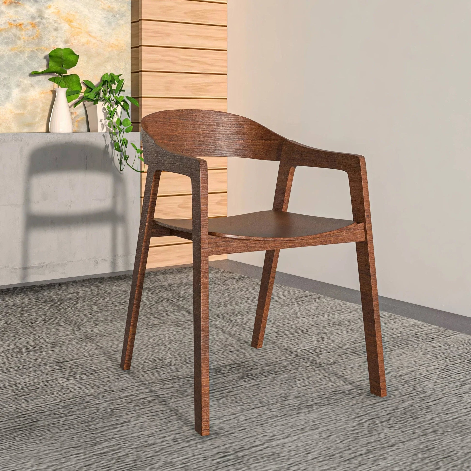 Rivo Dining Chairs in Sturdy Oak Wood with Open Back Design and Armrests Set of 4 - Elax Furniture