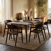 Rivo Dining Chairs in Sturdy Oak Wood with Open Back Design and Armrests