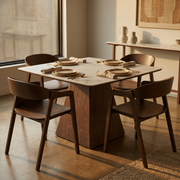 Rivo Dining Chairs in Sturdy Oak Wood with Open Back Design and Armrests