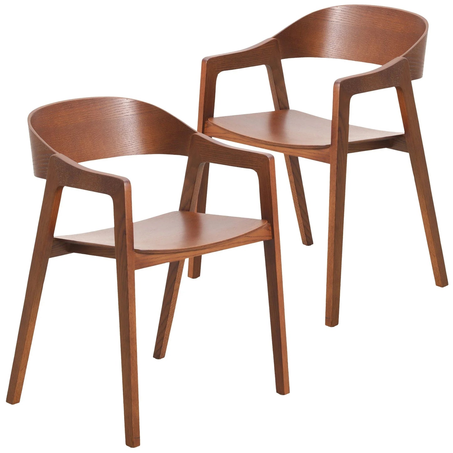 Rivo Dining Chairs in Sturdy Oak Wood with Open Back Design and Armrests Set of 2 - Elax Furniture