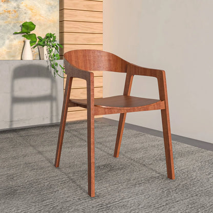 Rivo Dining Chairs in Sturdy Oak Wood with Open Back Design and Armrests Set of 2 - Elax Furniture