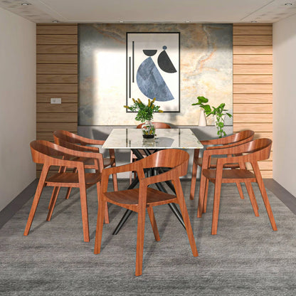 Rivo Dining Chairs in Sturdy Oak Wood with Open Back Design and Armrests Set of 2 - Elax Furniture