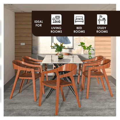 Rivo Dining Chairs in Sturdy Oak Wood with Open Back Design and Armrests Set of 2 - Elax Furniture