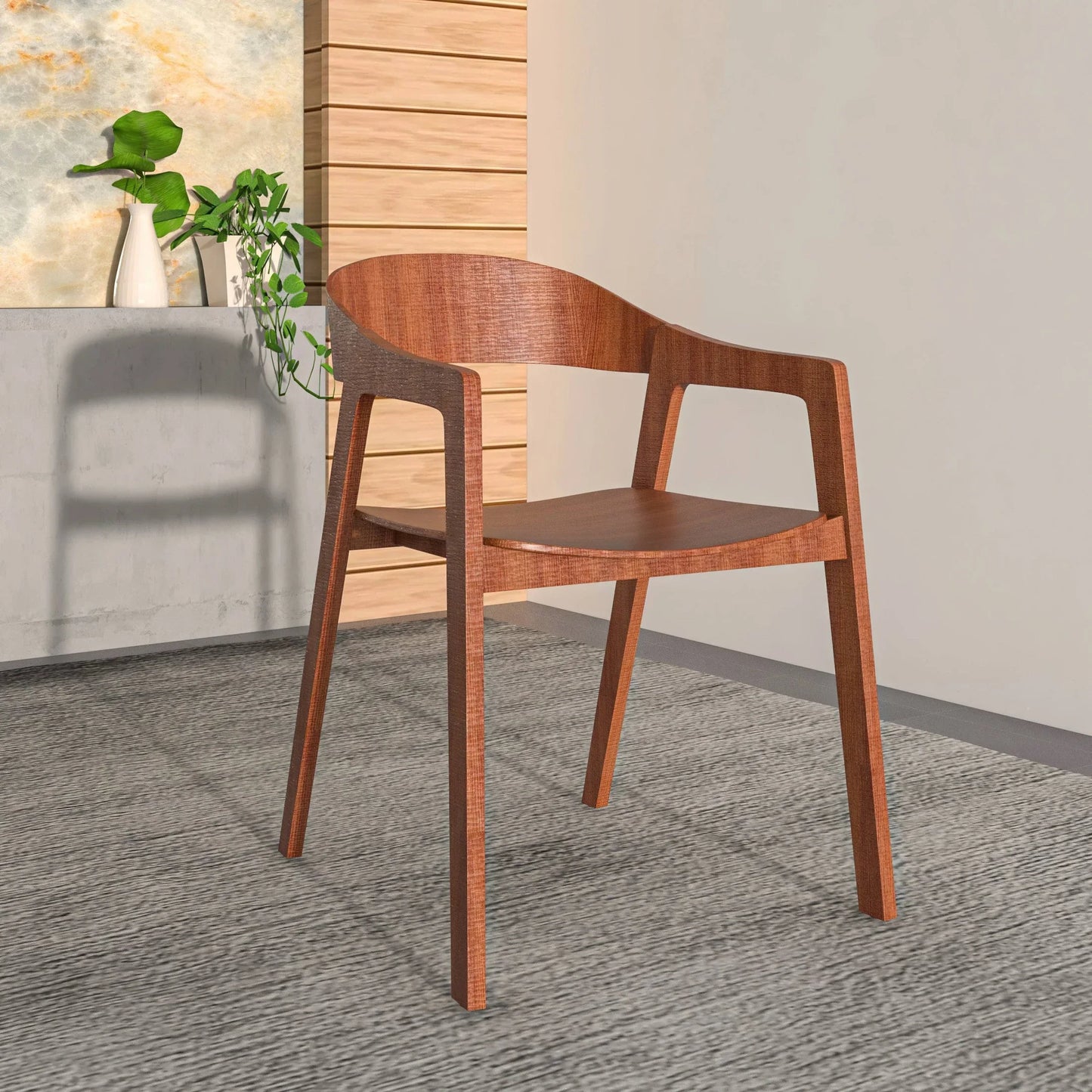 Rivo Dining Chairs in Sturdy Oak Wood with Open Back Design and Armrests Set of 4 - Elax Furniture