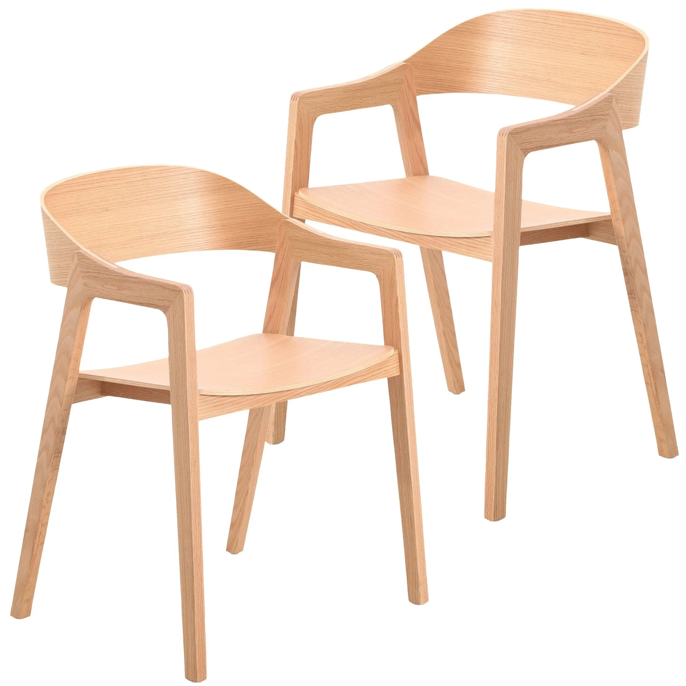 Rivo Dining Chairs in Sturdy Oak Wood with Open Back Design and Armrests Set of 2 - Elax Furniture