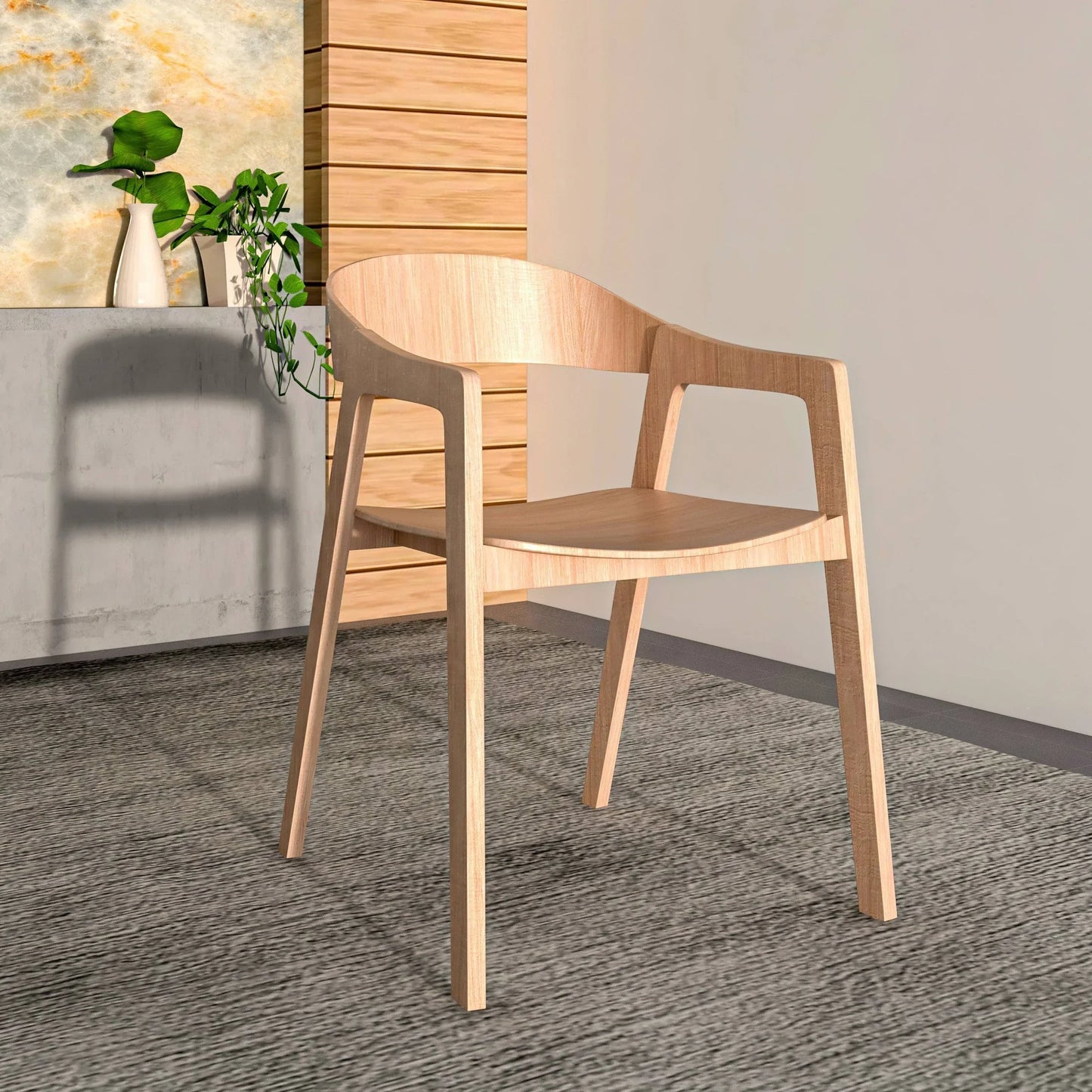 Rivo Dining Chairs in Sturdy Oak Wood with Open Back Design and Armrests Set of 2 - Elax Furniture