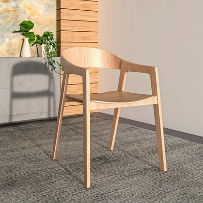 Rivo Dining Chairs in Sturdy Oak Wood with Open Back Design and Armrests Set of 2 - Elax Furniture
