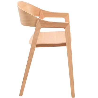 Rivo Dining Chairs in Sturdy Oak Wood with Open Back Design and Armrests Set of 4 - Elax Furniture