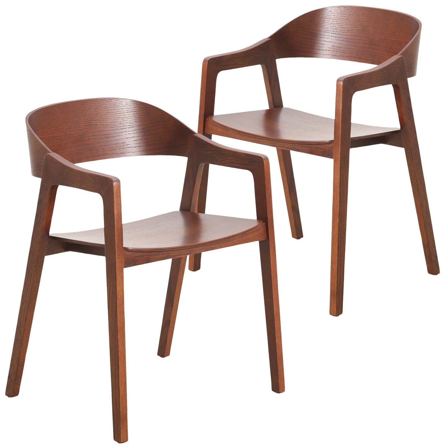 Rivo Dining Chairs in Sturdy Oak Wood with Open Back Design and Armrests Set of 2 - Elax Furniture