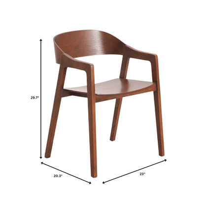 Rivo Dining Chairs in Sturdy Oak Wood with Open Back Design and Armrests Set of 2 - Elax Furniture