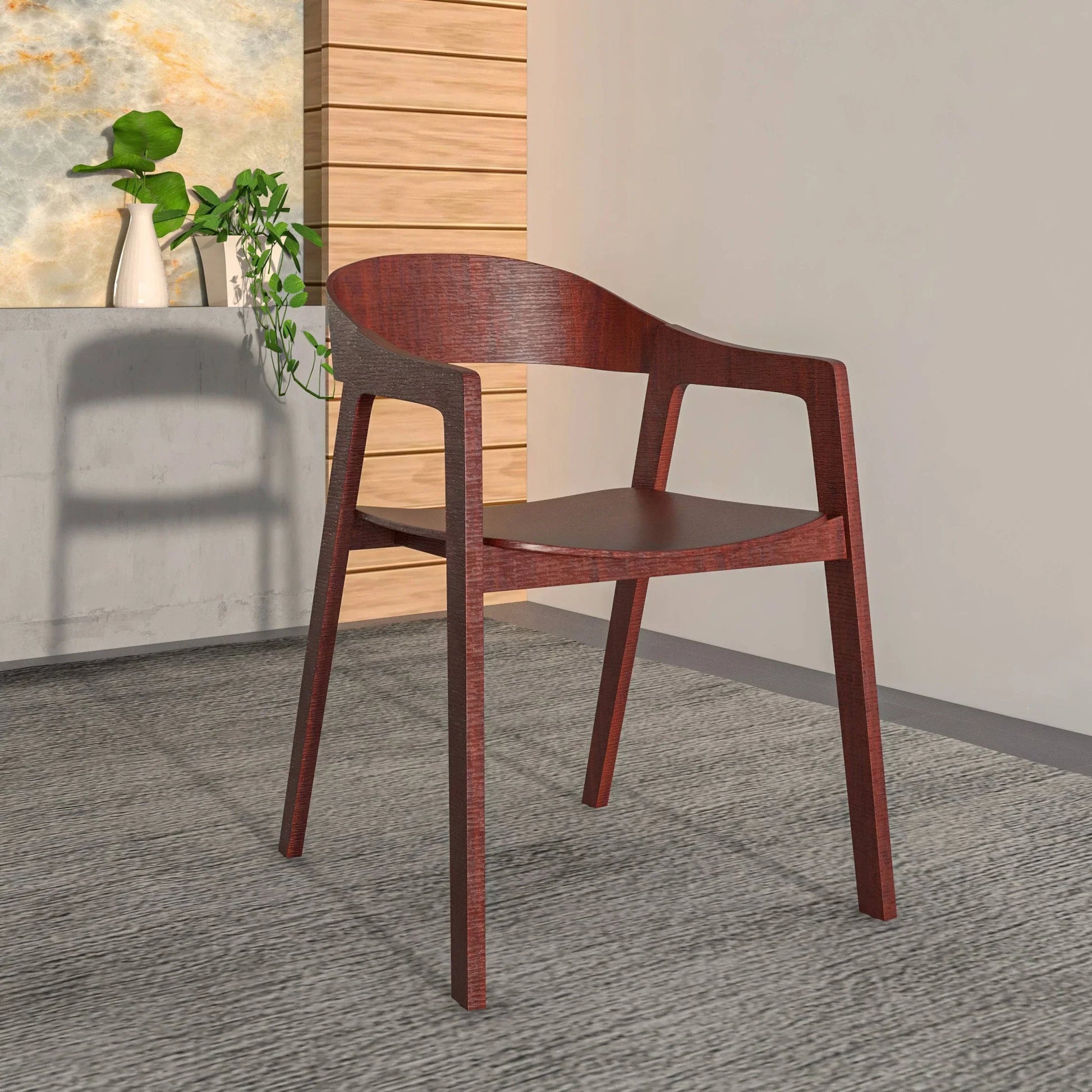 Rivo Dining Chairs in Sturdy Oak Wood with Open Back Design and Armrests Set of 2 - Elax Furniture