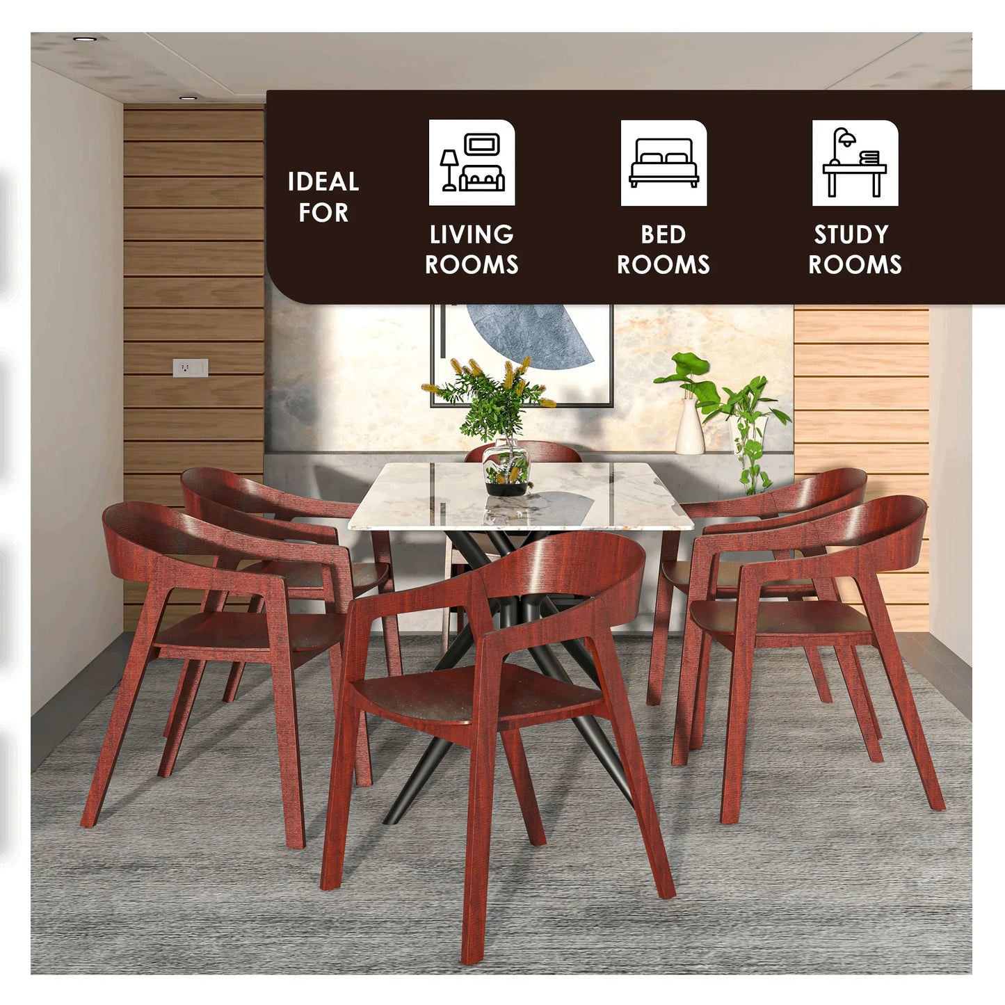 Rivo Dining Chairs in Sturdy Oak Wood with Open Back Design and Armrests Set of 2 - Elax Furniture