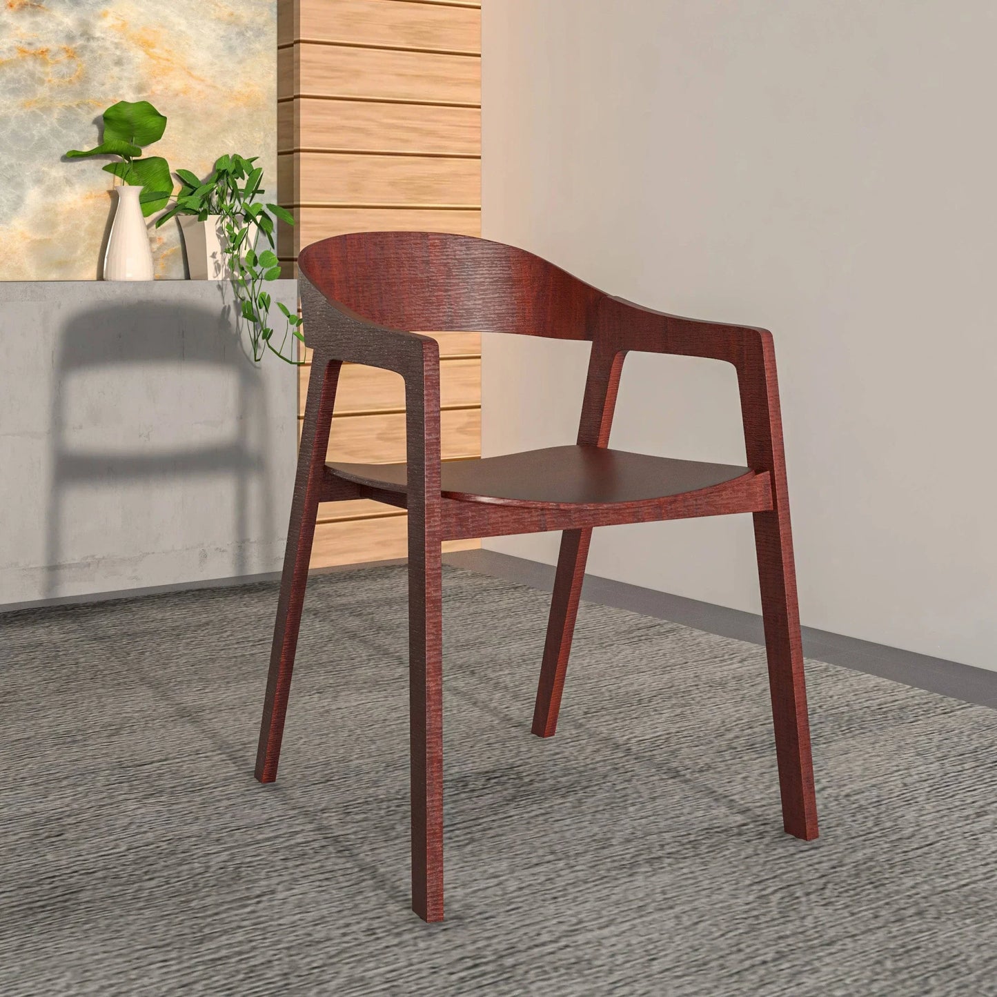 Rivo Dining Chairs in Sturdy Oak Wood with Open Back Design and Armrests Set of 4 - Elax Furniture