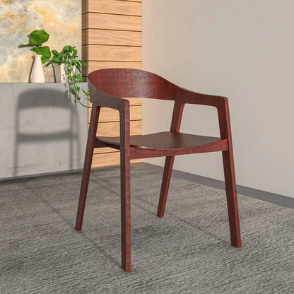 Rivo Dining Chairs in Sturdy Oak Wood with Open Back Design and Armrests Set of 4 - Elax Furniture