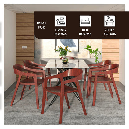 Rivo Dining Chairs in Sturdy Oak Wood with Open Back Design and Armrests Set of 4 - Elax Furniture