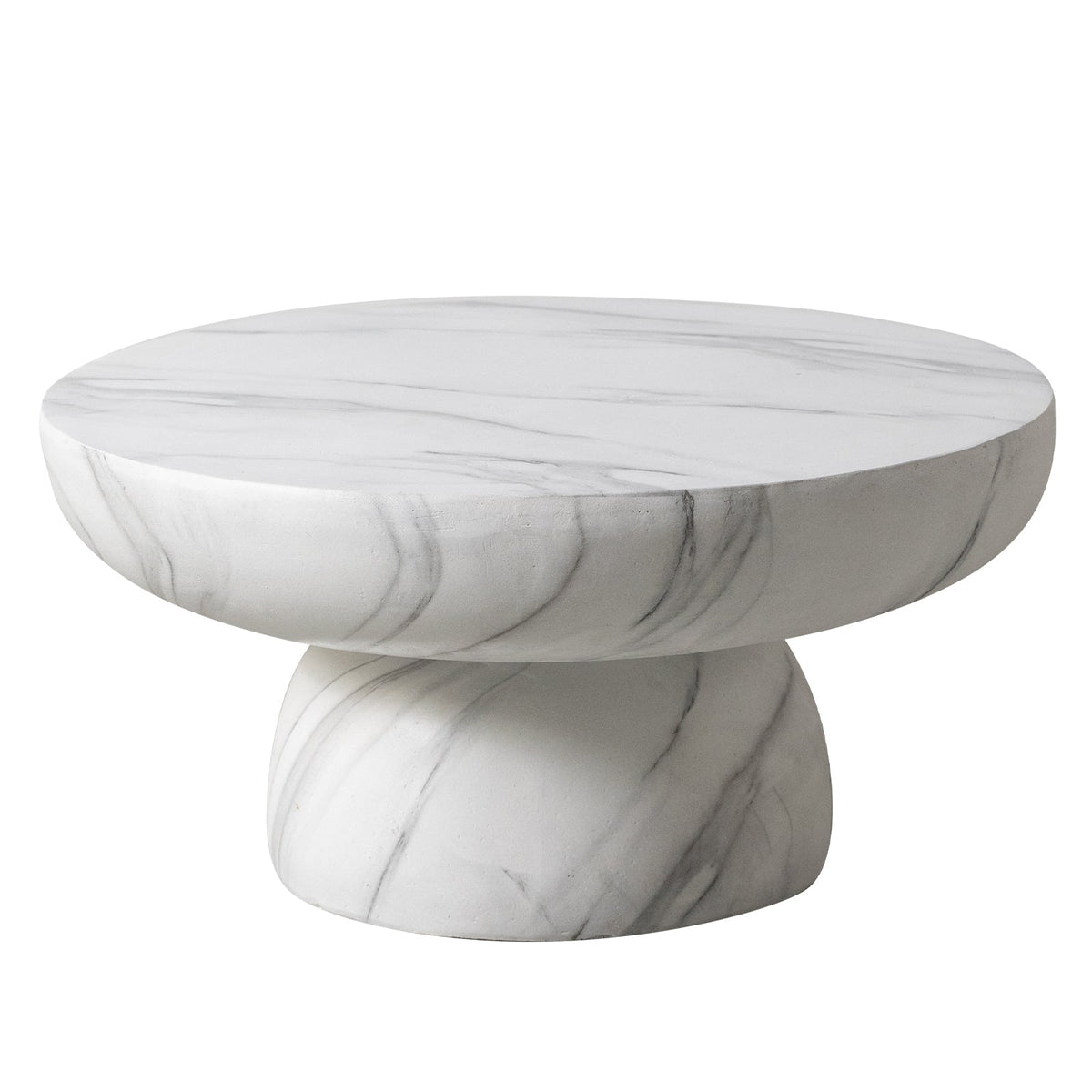 Ruben 27" Round Fiberstone Coffee Table with Powder-Coated Finish Centerpiece
