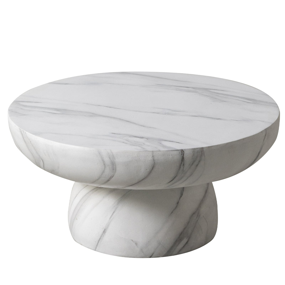 Ruben 27" Round Fiberstone Coffee Table with Powder-Coated Finish Centerpiece