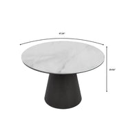 Riven 47" Round Dining Table with Sintered Stone Top and Ash Wood Veneer Base - Elax Furniture