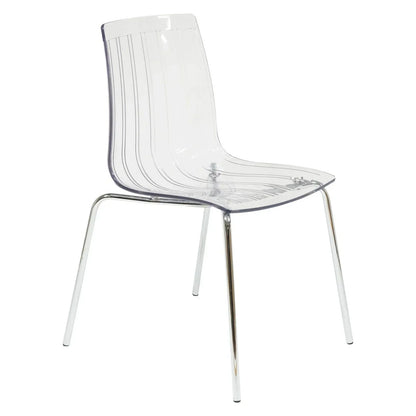 Ralph Modern Pinstripe Design Dining Chair in Chrome - Elax Furniture