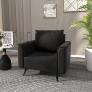 Rusk Leather Single-Seater Sofa with Stainless Steel Legs and Removable Cushions - Elax Furniture