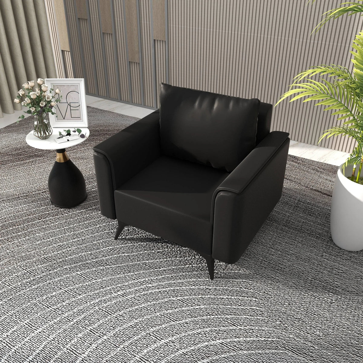 Rusk Leather Single-Seater Sofa with Stainless Steel Legs and Removable Cushions - Elax Furniture