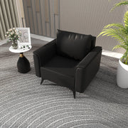 Rusk Leather Single-Seater Sofa with Stainless Steel Legs and Removable Cushions - Elax Furniture