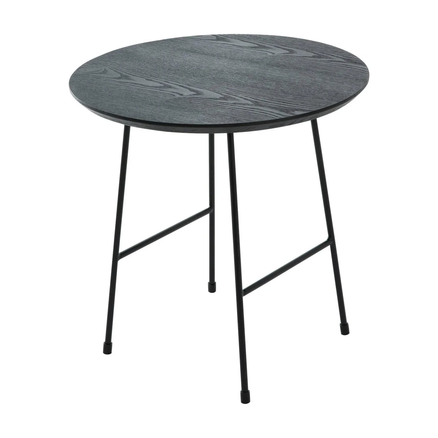Rossmore Round Side Table with MDF Wood Tabletop in Black Steel - Elax Furniture