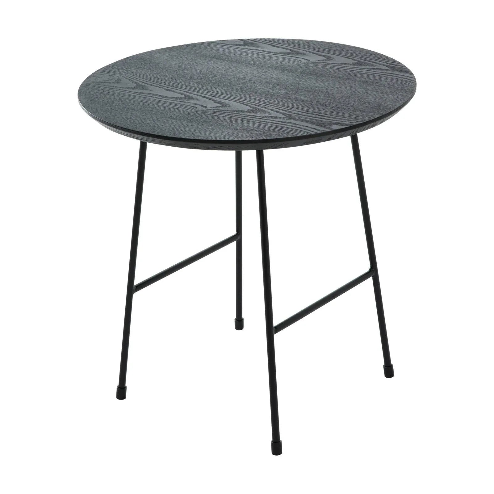Rossmore Round Side Table with MDF Wood Tabletop in Black Steel - Elax Furniture