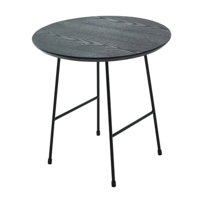 Rossmore Round Side Table with MDF Wood Tabletop in Black Steel - Elax Furniture