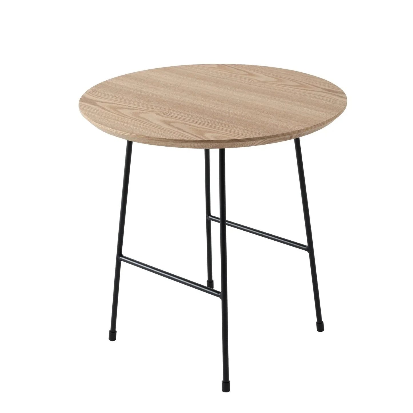 Rossmore Round Side Table with MDF Wood Tabletop in Black Steel - Elax Furniture