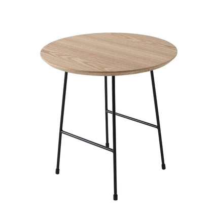 Rossmore Round Side Table with MDF Wood Tabletop in Black Steel - Elax Furniture