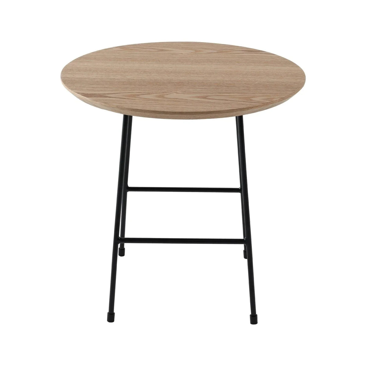 Rossmore Round Side Table with MDF Wood Tabletop in Black Steel - Elax Furniture