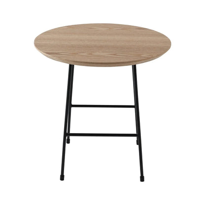 Rossmore Round Side Table with MDF Wood Tabletop in Black Steel - Elax Furniture