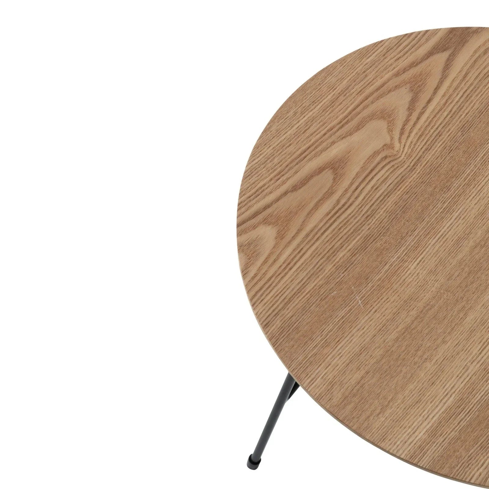 Rossmore Round Side Table with MDF Wood Tabletop in Black Steel - Elax Furniture