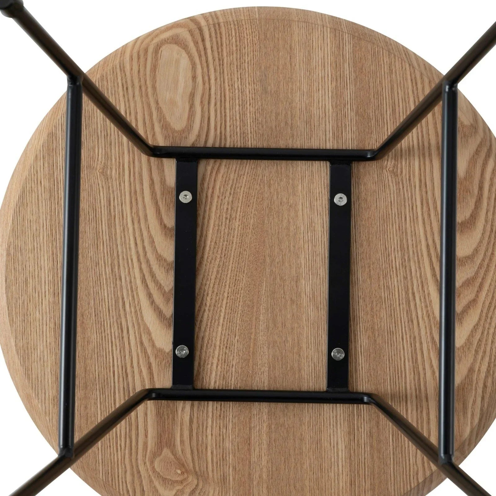 Rossmore Round Side Table with MDF Wood Tabletop in Black Steel - Elax Furniture