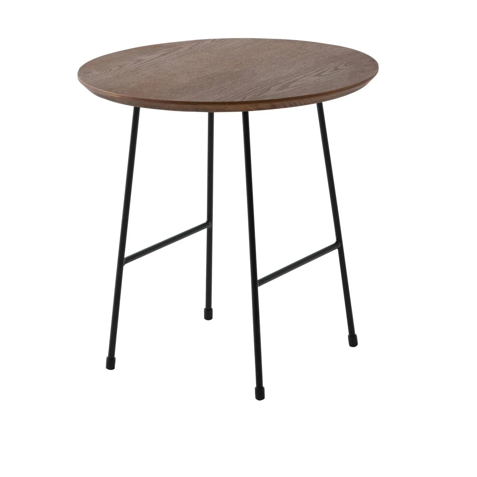 Rossmore Round Side Table with MDF Wood Tabletop in Black Steel - Elax Furniture
