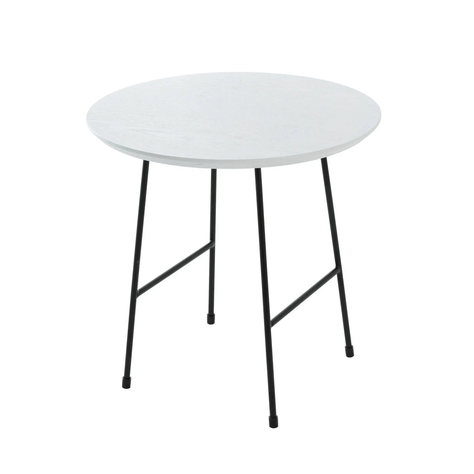 Rossmore Round Side Table with MDF Wood Tabletop in Black Steel - Elax Furniture