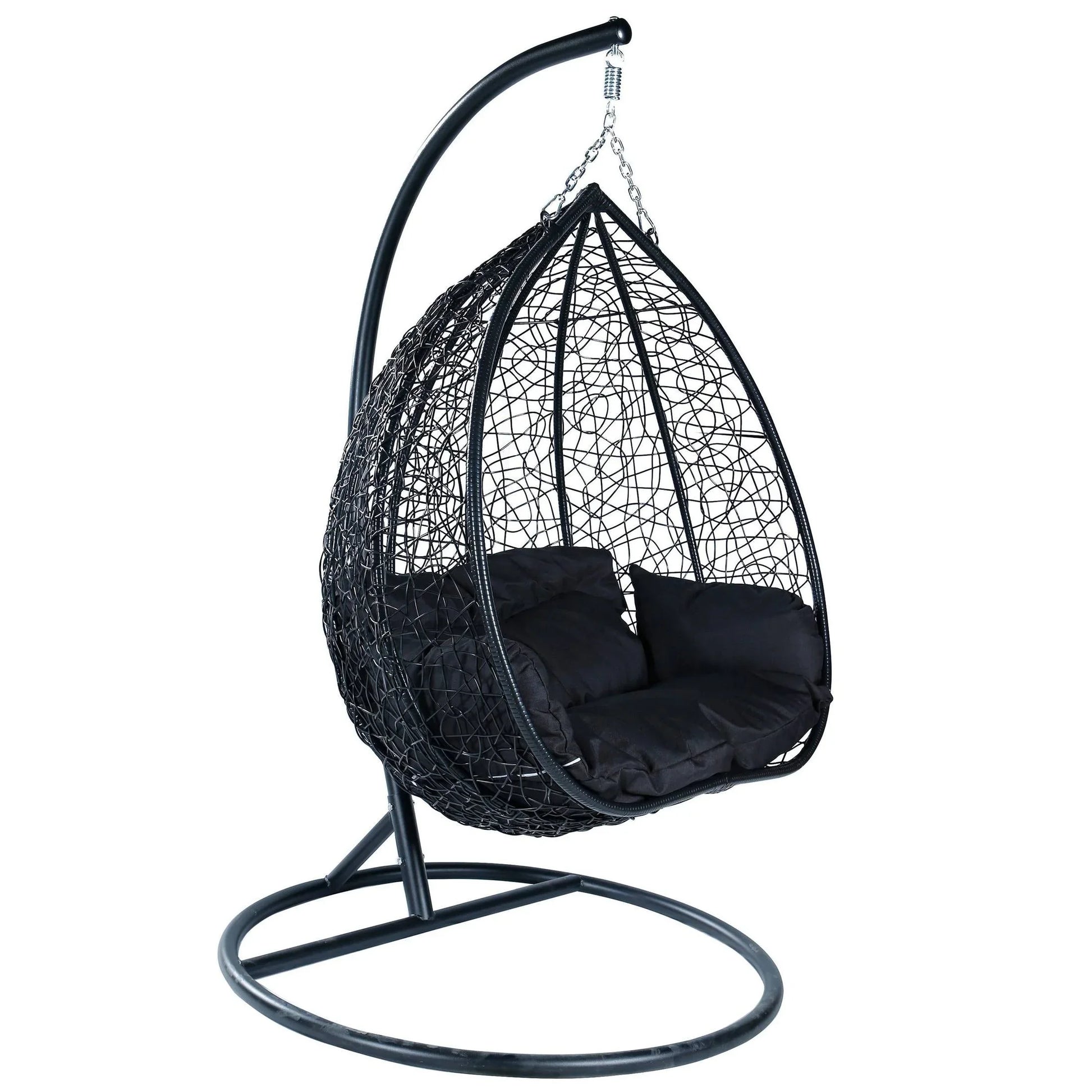 Recluse Two-Person Seater Hanging Swing Chair with Teardrop Design in Black Frame - Elax Furniture