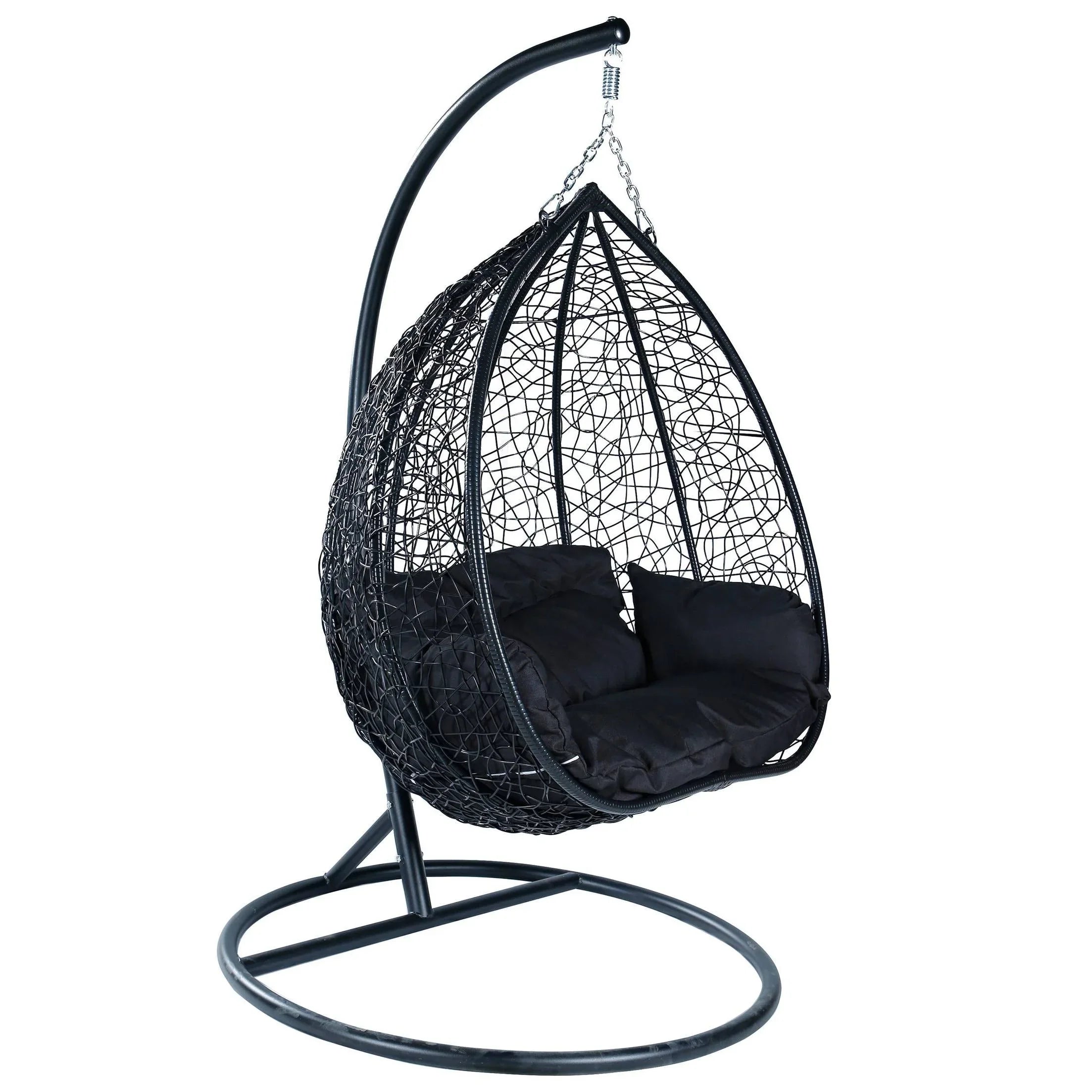 Recluse Two-Person Seater Hanging Swing Chair with Teardrop Design in Black Frame - Elax Furniture