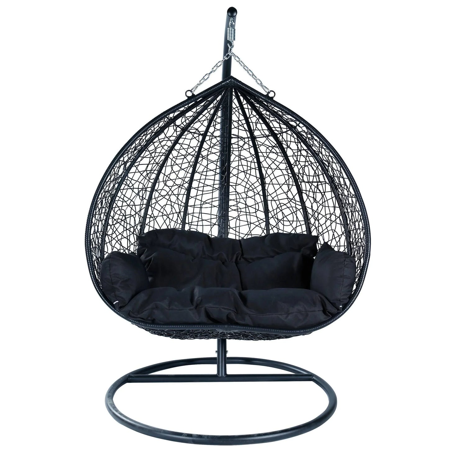 Recluse Two-Person Seater Hanging Swing Chair with Teardrop Design in Black Frame - Elax Furniture