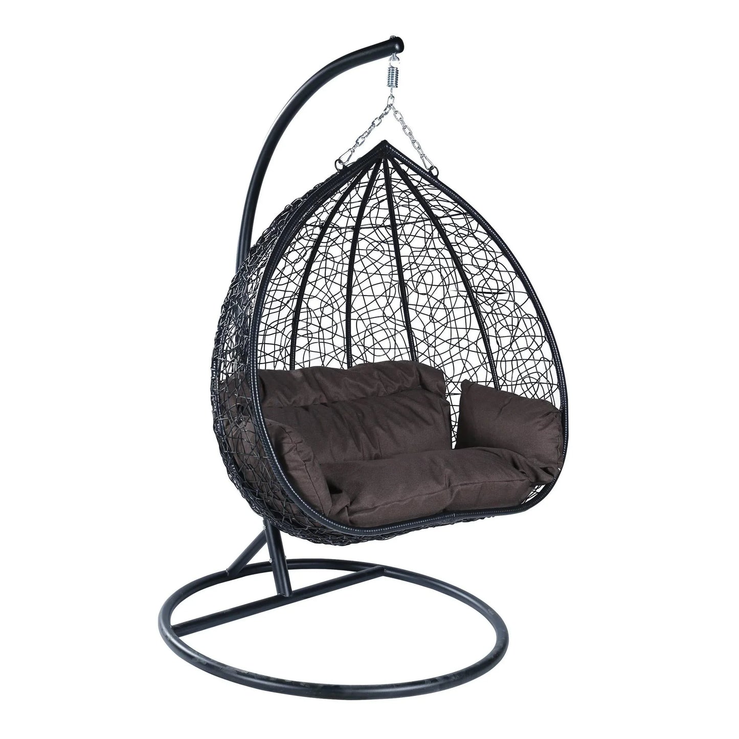 Recluse Two-Person Seater Hanging Swing Chair with Teardrop Design in Black Frame - Elax Furniture
