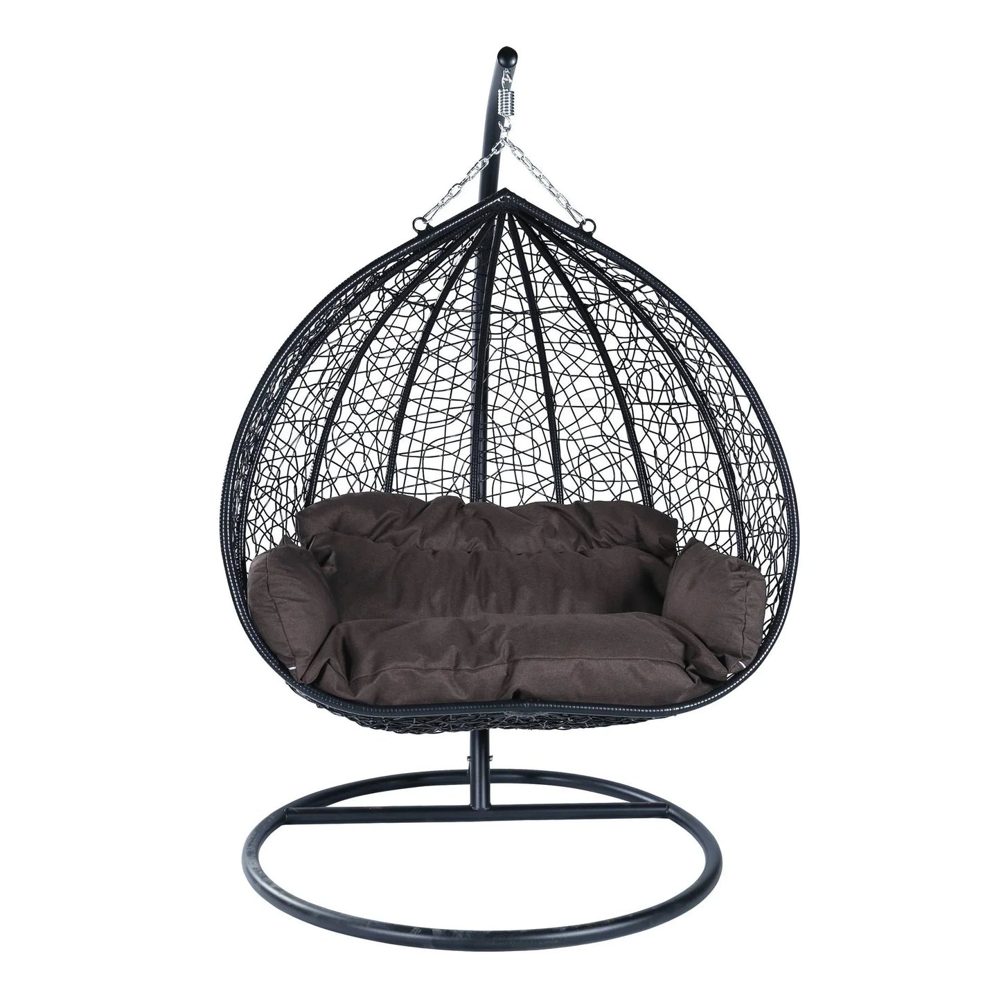 Recluse Two-Person Seater Hanging Swing Chair with Teardrop Design in Black Frame - Elax Furniture