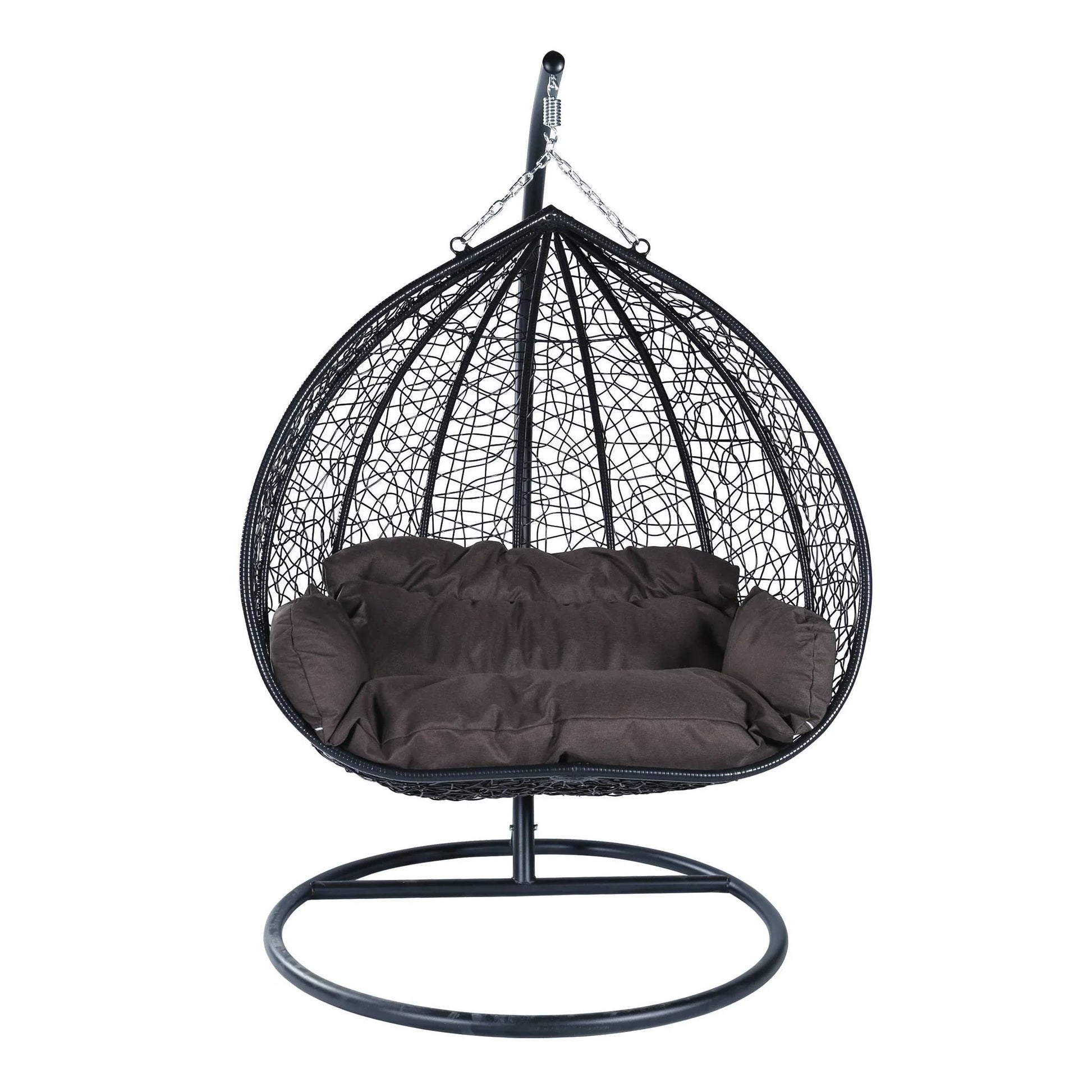Recluse Two-Person Seater Hanging Swing Chair with Teardrop Design in Black Frame - Elax Furniture