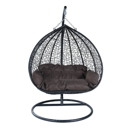 Recluse Two-Person Seater Hanging Swing Chair with Teardrop Design in Black Frame - Elax Furniture