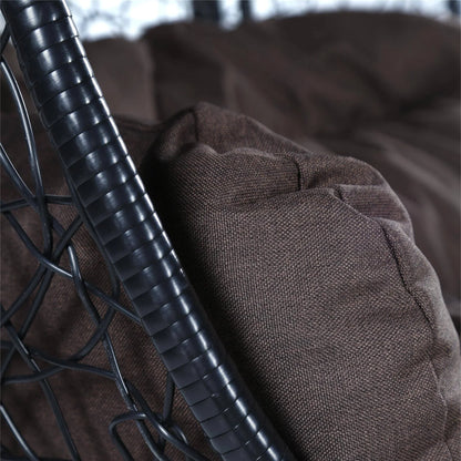 Recluse Two-Person Seater Hanging Swing Chair with Teardrop Design in Black Frame - Elax Furniture