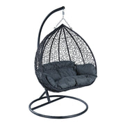 Recluse Two-Person Seater Hanging Swing Chair with Teardrop Design in Black Frame - Elax Furniture