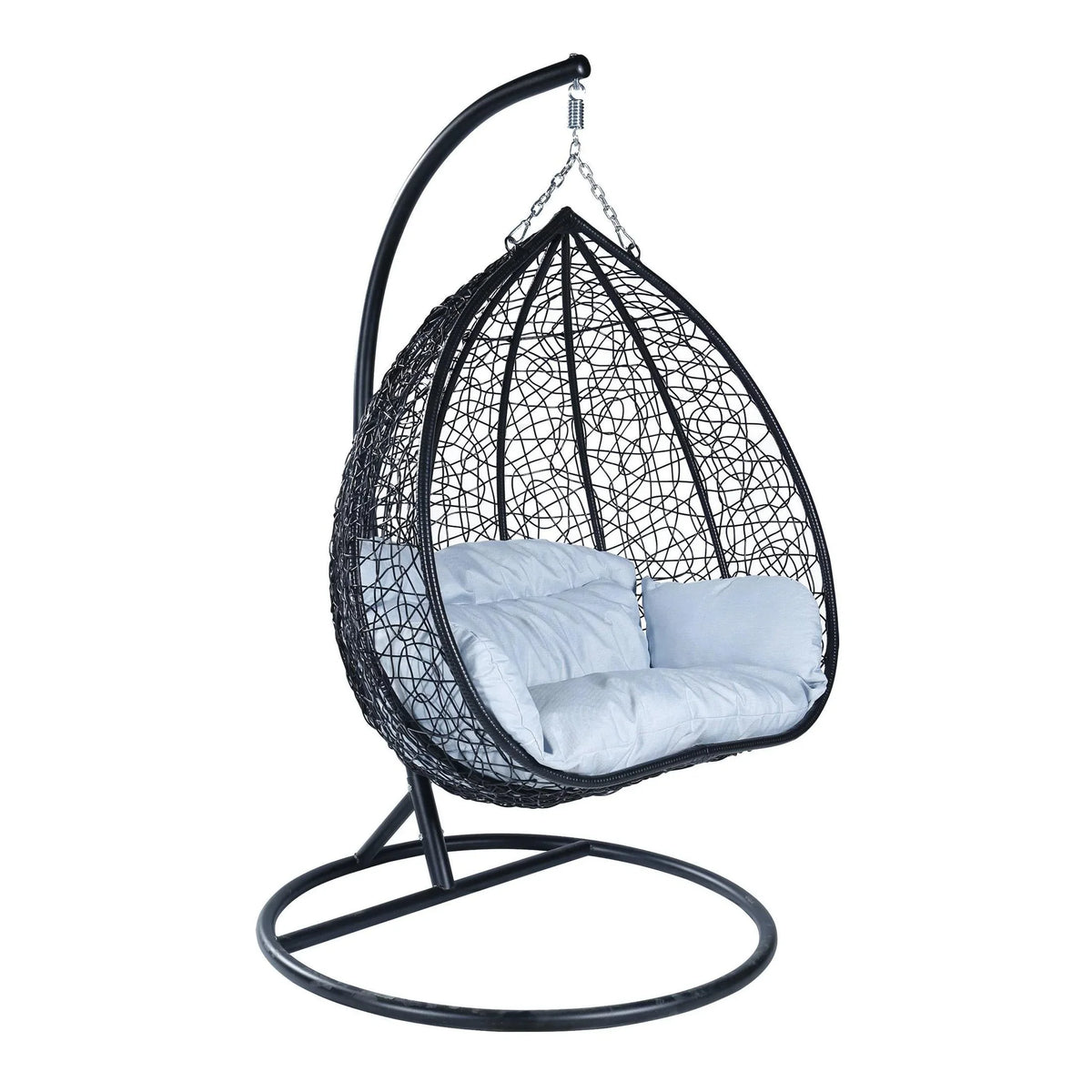 Recluse Two-Person Seater Hanging Swing Chair with Teardrop Design in Black Frame - Elax Furniture