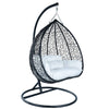 Recluse Two-Person Seater Hanging Swing Chair with Teardrop Design in Black Frame