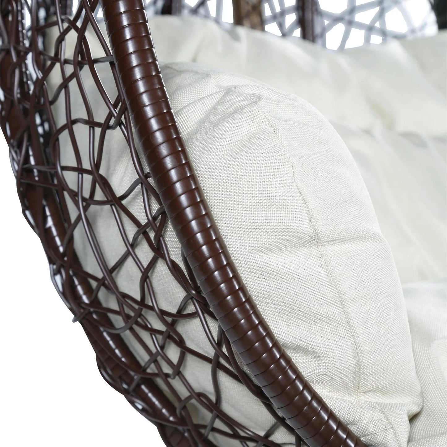 Recluse Two-Person Seater Hanging Swing Chair with Teardrop Design in Brown Frame - Elax Furniture